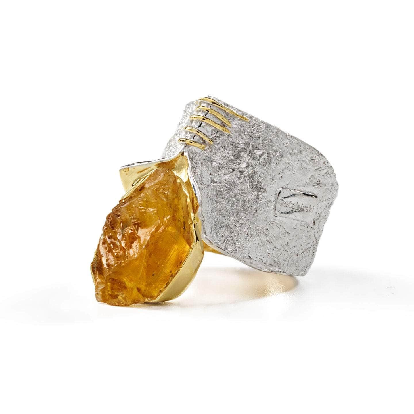 corliss iconic raw citrine ring in white rhodium & 18k gold plated sterling silver corliss iconic raw citrine ring in white rhodium & 18k gold plated sterling silver