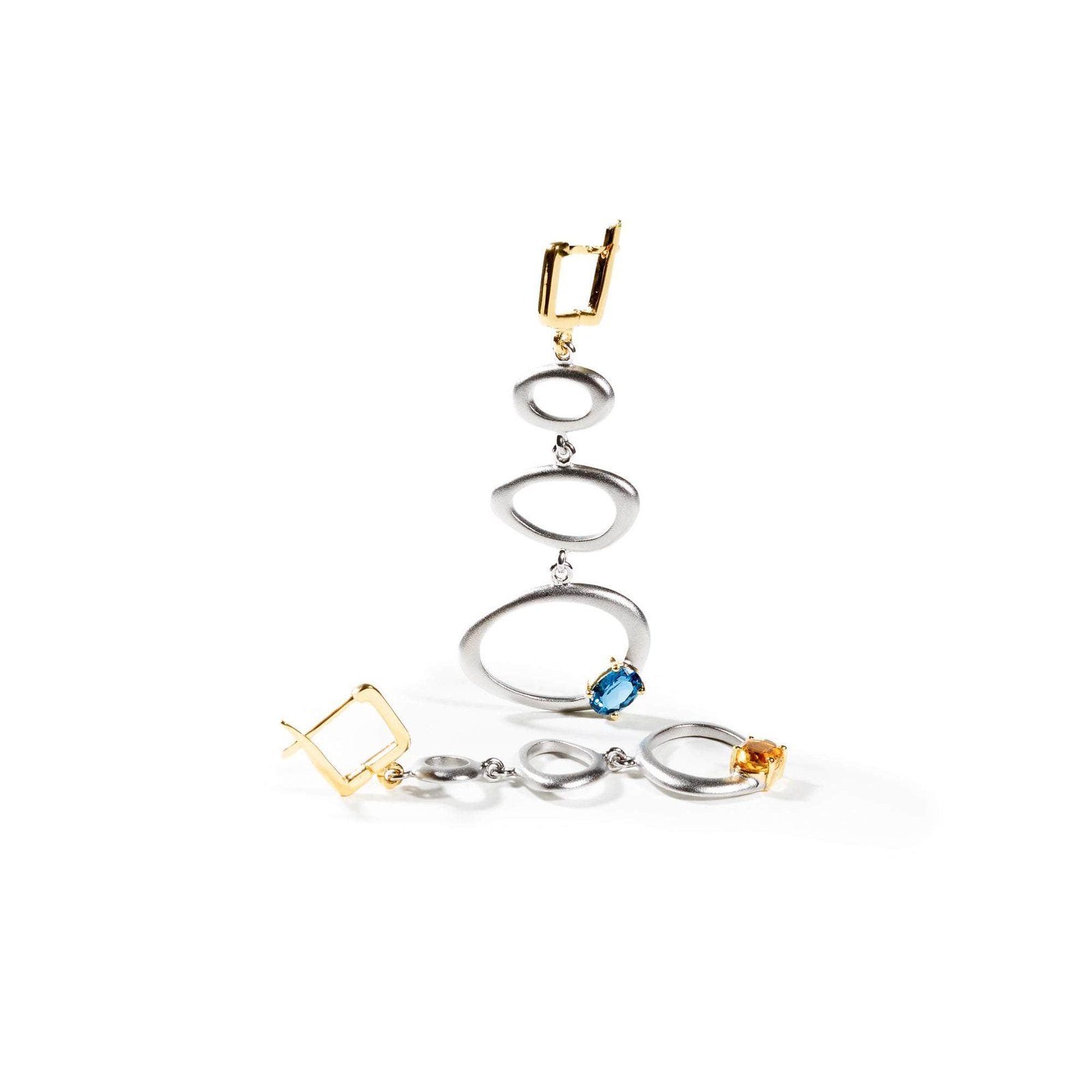 alba iconic design 925 silver earrings with natural citrine & blue topaz alba iconic design 925 silver earrings with natural citrine & blue topaz