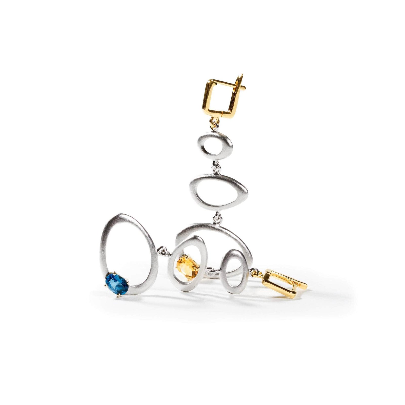 alba iconic design 925 silver earrings with natural citrine & blue topaz alba iconic design 925 silver earrings with natural citrine & blue topaz