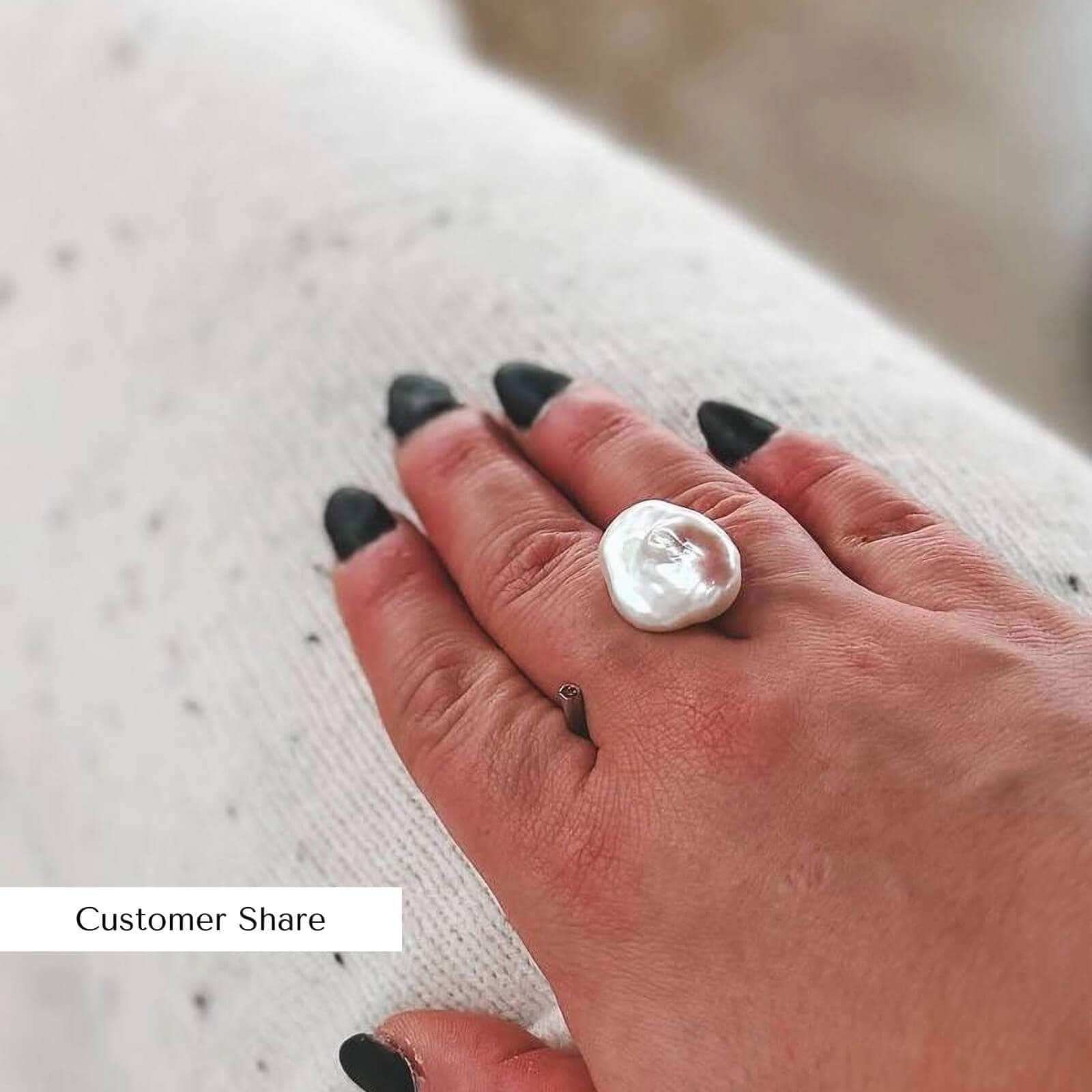 laurel handmade open band silver ring with baroque pearl & rhodolite laurel handmade open band silver ring with baroque pearl & rhodolite