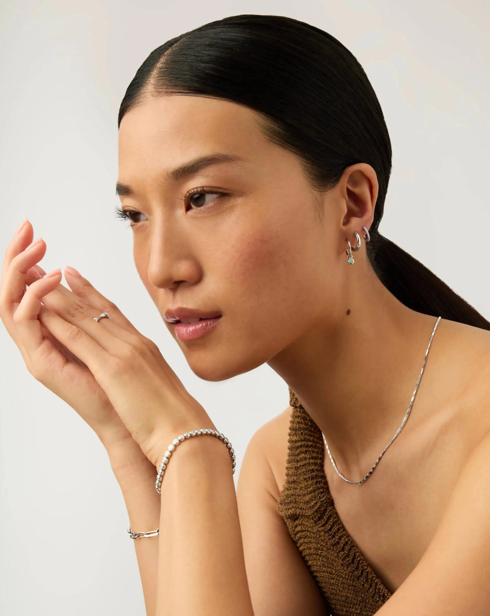 march birthstone mini charm hoop earrings | sterling silver/milky aquamarine march birthstone mini charm hoop earrings | sterling silver/milky aquamarine