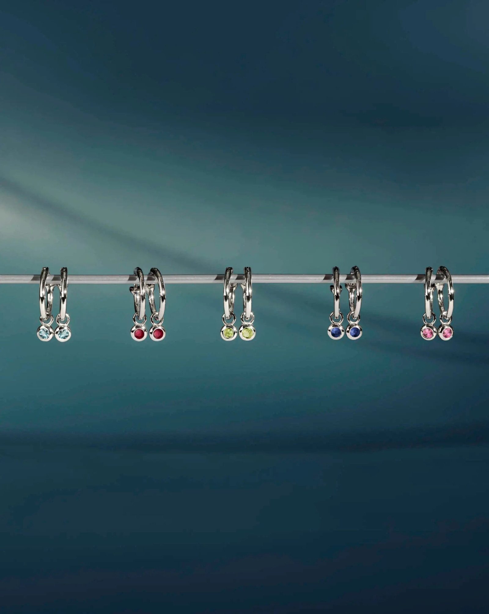 march birthstone mini charm hoop earrings | sterling silver/milky aquamarine march birthstone mini charm hoop earrings | sterling silver/milky aquamarine