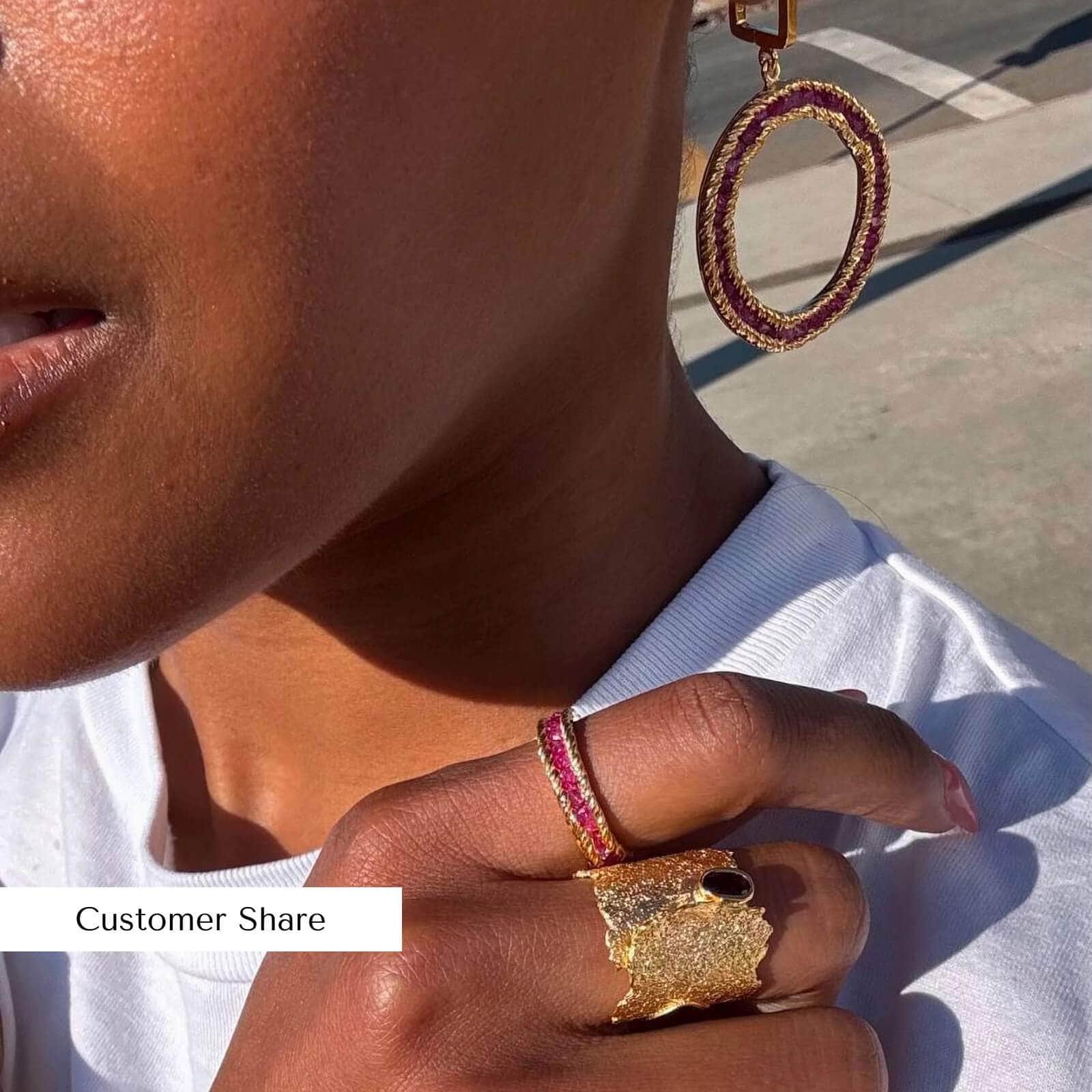 otthild iconic natural garnet silver ring in 18k gold plating otthild iconic natural garnet silver ring in 18k gold plating